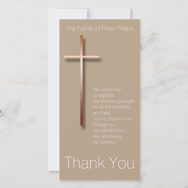 Copper Cross Sympathy Thank You Choose Colour 2 (Front)