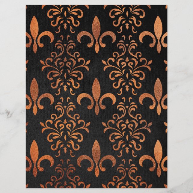 Copper Damask Scrapbook Paper (Front)