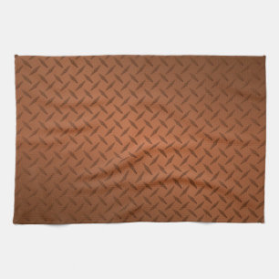 Copper Diamondplate Look Pattern Tea Towel