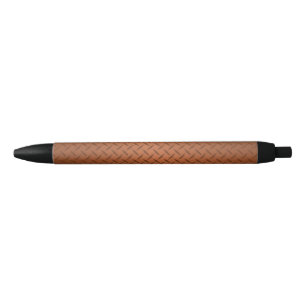 Copper Diamondplate Pattern Look Black Ink Pen