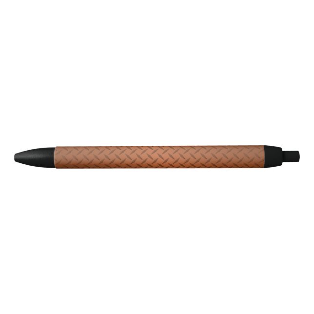 Copper Diamondplate Pattern Look Black Ink Pen (Front)