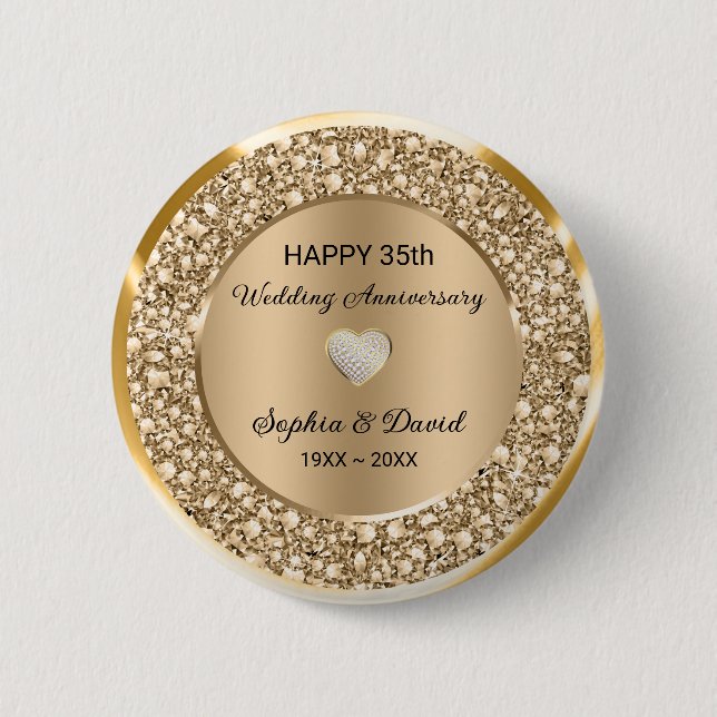 Copper Diamonds Wedding Anniversary  6 Cm Round Badge (Front)