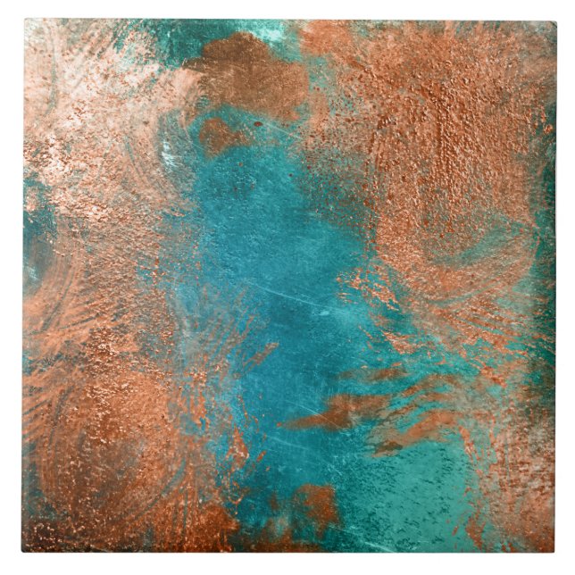 Copper Distressed Patina  Tile (Front)