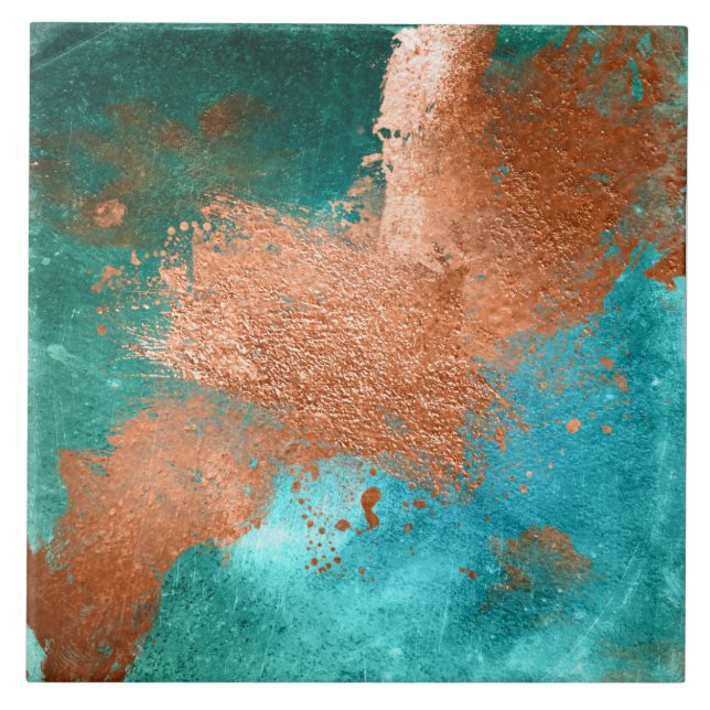 Copper Distressed Patina  Tile (Front)