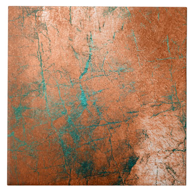 Copper Distressed Patina  Tile (Front)