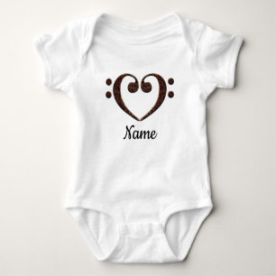 Copper Double Bass Clef Heart Customised Baby Bodysuit