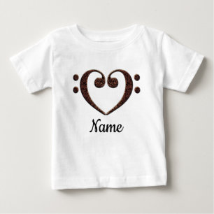 Copper Double Bass Clef Heart Customised Baby T-Shirt