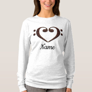 Copper Double Bass Clef Heart Customised T-Shirt