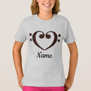 Copper Double Bass Clef Heart Customised T-Shirt