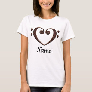 Copper Double Bass Clef Heart Customised T-Shirt