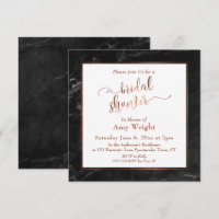 Copper Elegant Script w Black Marble Bridal Shower