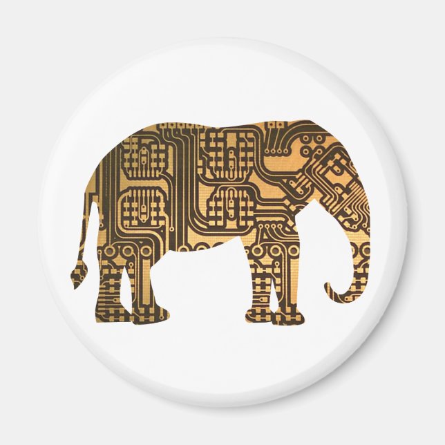 Copper Elephant Circuit Board Magnet (Front)