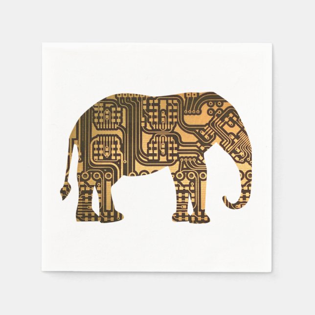 Copper Elephant Circuit Board Napkin (Front)