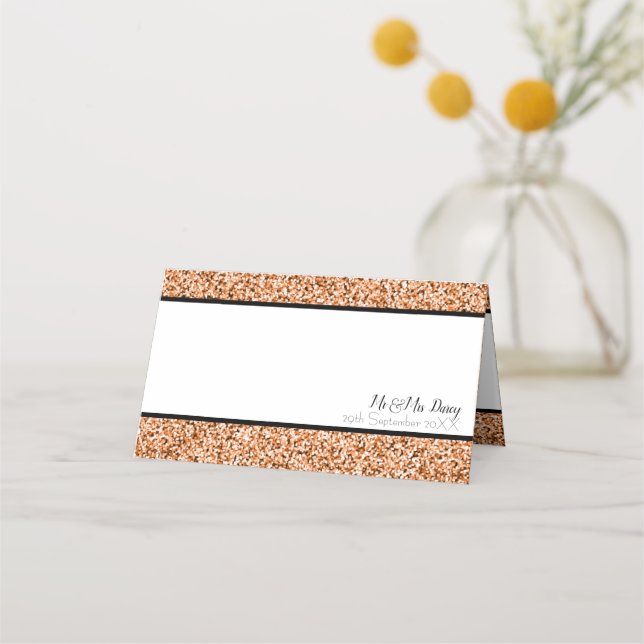 Copper Faux Glitter Place Card (Front)