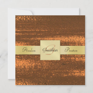 Copper Faux Metal Gold Monogram Formal Invitation