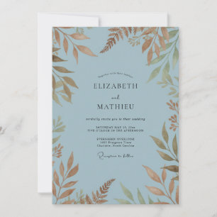 Copper Fern Steel Wedding Invitation