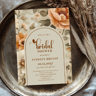 Copper Floral Bohemian Bridal Shower Invitation