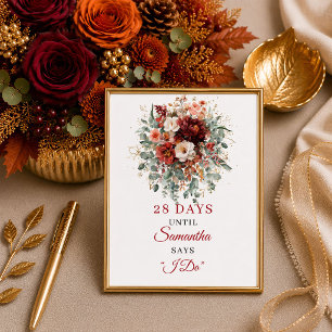 Copper floral boho bridal shower countdown sign
