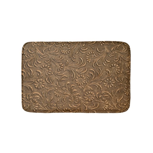 Copper Floral: Embossed Panel Art. Bath Mat (Front)