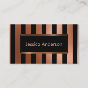 Copper Foil and Black Multi-Directional Stripes Business Card