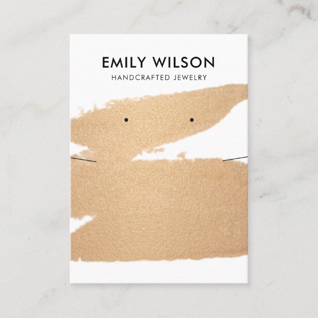COPPER FOIL BRUSH STROKE NECKLACE EARRING DISPLAY BUSINESS CARD (Front)