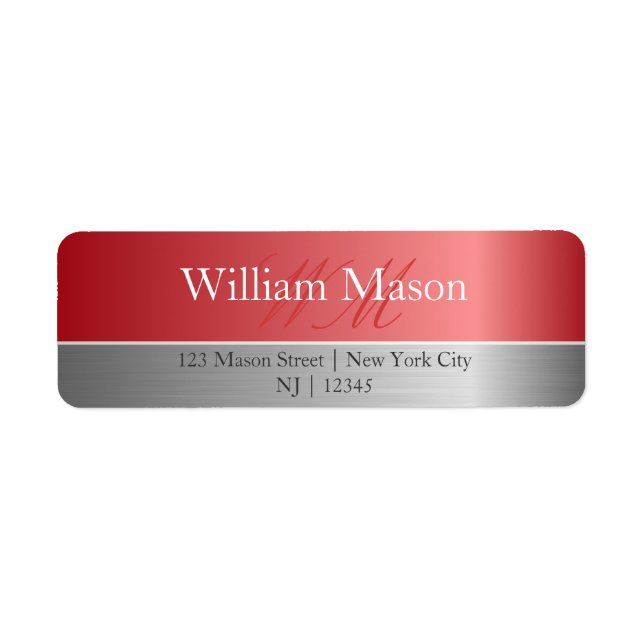 Copper Foil & Brushed Steel Monogram Address Label (Front)