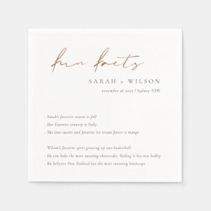 Copper Foil Script Black White Wedding Fun Facts  Napkin