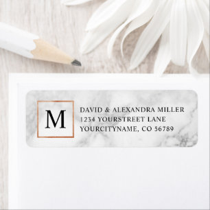 Copper Frame Marble Monogram Return Address Label