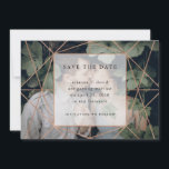 Copper Geo | Photo Save the Date<br><div class="desc">This stunning,  modern save the date card features your personal photo on the front,  with a faux copper geometric design and a window with all of your save the date information in the centre. The back has a matching faux copper pattern on a chic grey background.</div>