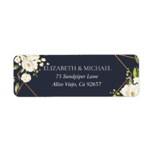 Copper Geometric Blue White Floral Return Address