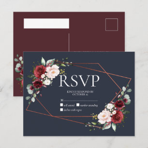Copper Geometric Burgundy Blue No Menu RSVP