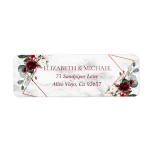 Copper Geometric Burgundy Marble Return Address