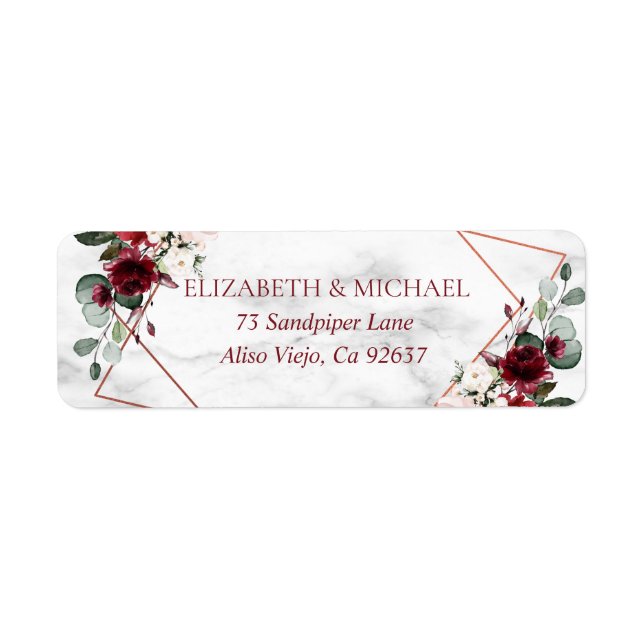 Copper Geometric Burgundy Marble Return Address (Front)