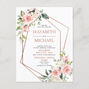 Copper Geometric Peach Pink Floral Postcard