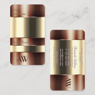 Copper Glass Case Look with Beige Liquids Monogram Business Card