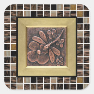 Copper Glass Tiles Square Sticker