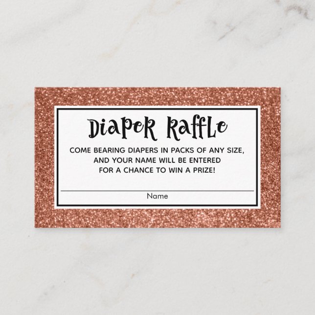 Copper Glitter Baby Shower Diaper Raffle Cards (Front)