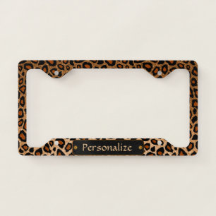 Copper Glitter Leopard Skin Pattern Licence Plate Frame