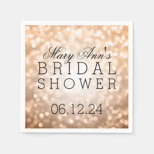 Copper Glitter Lights Elegant Bridal Shower Favour Napkin