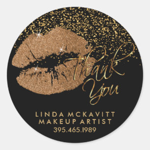 Copper Glitter Lipstick - Thank You Classic Round Sticker