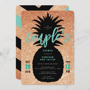 Copper Glitter Pineapple Couple's Shower Invite