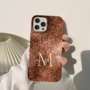 Copper Glitter Sparkle Shimmering Metallic Chic iPhone 15 Pro Max Case