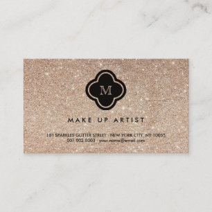 Copper Glitter Sparkles Quatrefoil Profile Card