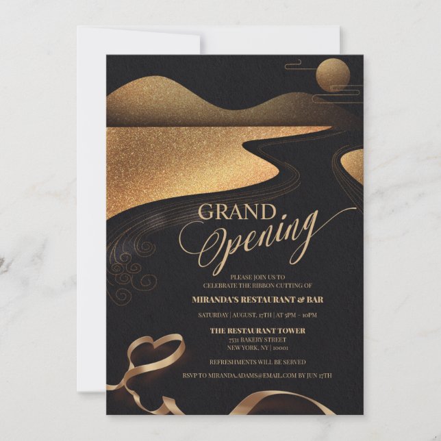 Copper glitter typography Restaurant grand opening Invitation (Front)