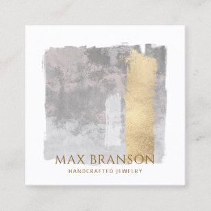 Copper Gold Abstract Jewellery Designer Square Business Card