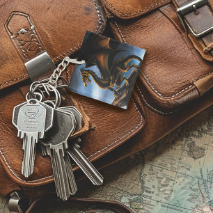 Copper Gold Black Dragon Key Ring