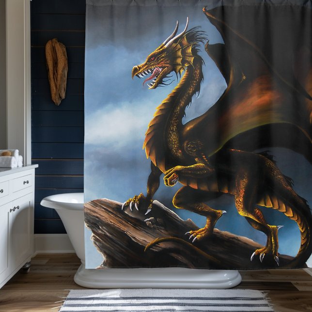 Copper Gold Black Dragon Shower Curtain (Creator Uploaded)