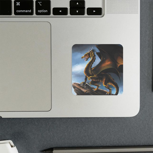 Copper Gold Black Dragon Square Sticker (Creator Uploaded)