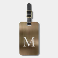 Copper Gold Brushed Metal Script Monogram Glam
