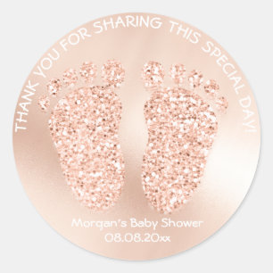 Copper Gold Feet Baby Shower Favour Gift Thank Pin Classic Round Sticker